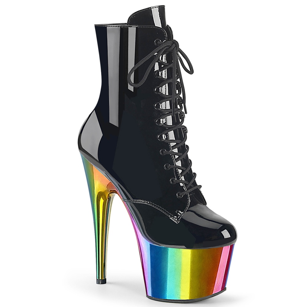 Pleaser - ADORE-1020RC Plateau Laarzen - Zwart/Regenboog
